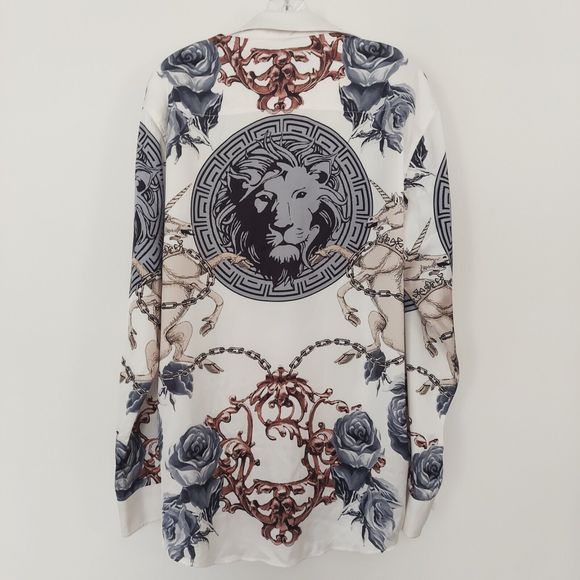 Alex Vando Premium Shirt Button Up Size Large Lions Horse Chains Club Party - Picture 9 of 9